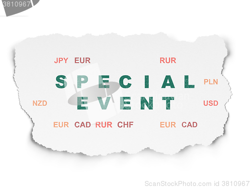 Image of Finance concept: Special Event on Torn Paper background