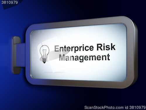 Image of Finance concept: Enterprice Risk Management and Light Bulb on billboard background