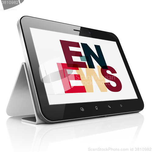 Image of News concept: Tablet Computer with E-news on  display