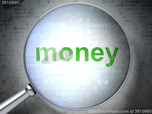 Image of Finance concept: Money with optical glass