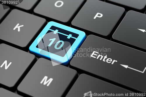 Image of Timeline concept: Calendar on computer keyboard background