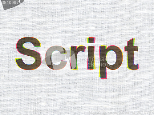 Image of Database concept: Script on fabric texture background