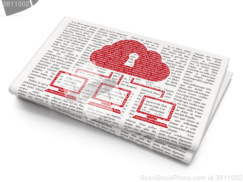 Image of Cloud computing concept: Cloud Network on Newspaper background