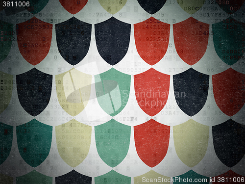 Image of Protection concept: Shield icons on Digital Paper background