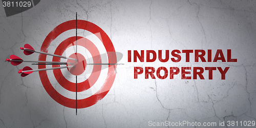 Image of Law concept: target and Industrial Property on wall background
