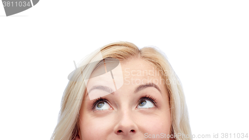 Image of happy young woman or teenage girl face