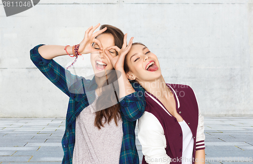 Image of happy smiling pretty teenage girls having fun