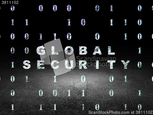 Image of Privacy concept: Global Security in grunge dark room