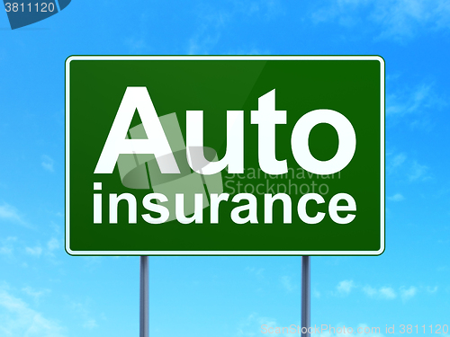 Image of Insurance concept: Auto Insurance on road sign background