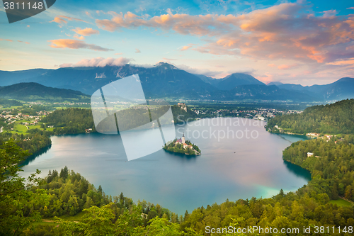 Image of Bled Lake in Julian Alps, Slovenia.