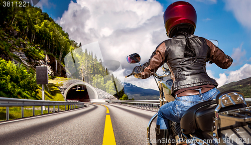 Image of Biker girl First-person view