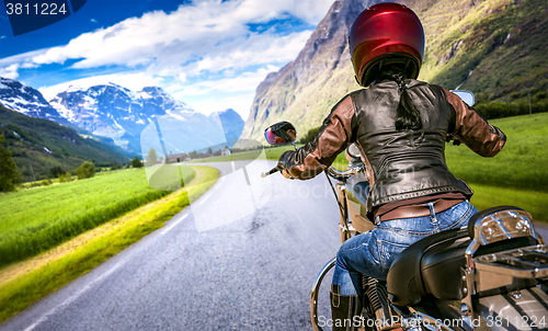 Image of Biker girl First-person view