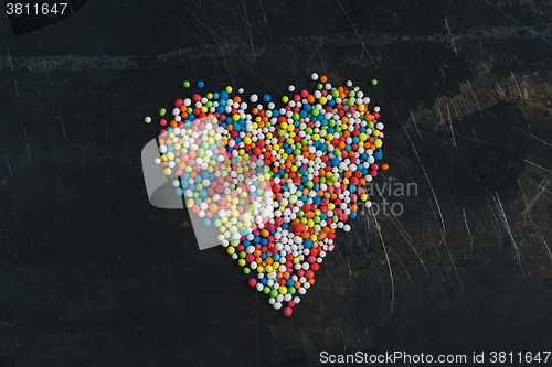 Image of Colorful Sugar Balls in the form of heart.