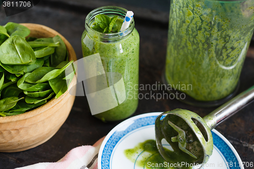 Image of Green smoothie in the jar