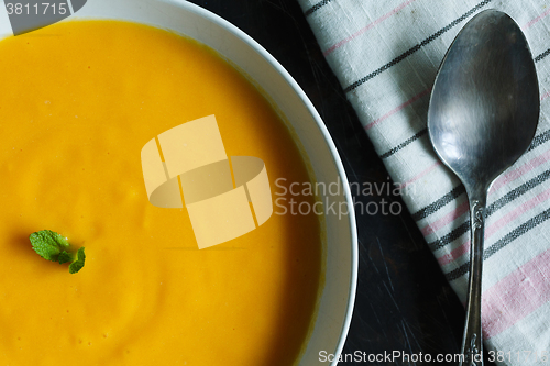 Image of Pumpkin soup in a plate 