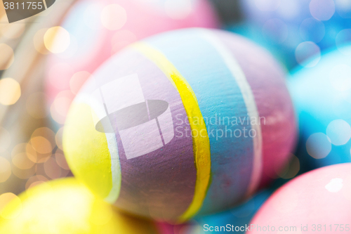 Image of close up of colored easter eggs