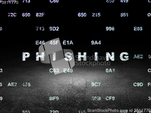 Image of Privacy concept: Phishing in grunge dark room