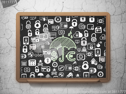 Image of Privacy concept: Money And Umbrella on School Board background