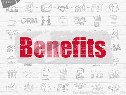 Image of Finance concept: Benefits on wall background