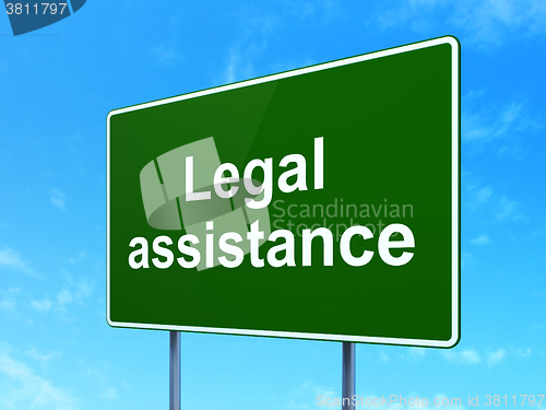 Image of Law concept: Legal Assistance on road sign background