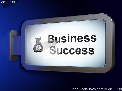 Image of Finance concept: Business Success and Money Bag on billboard background