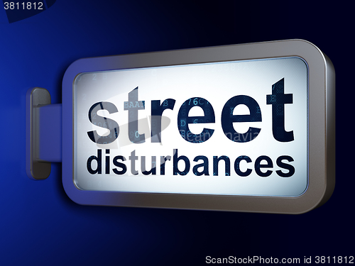 Image of Politics concept: Street Disturbances on billboard background