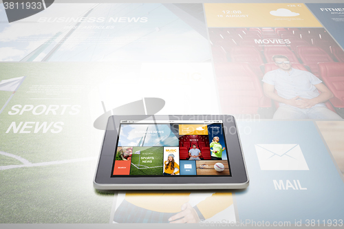 Image of close up of tablet pc with news application