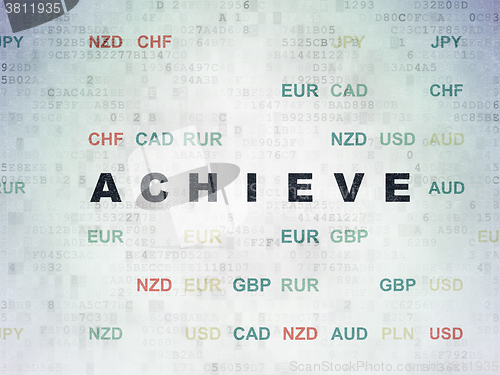 Image of Finance concept: Achieve on Digital Paper background