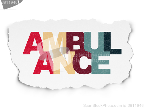 Image of Healthcare concept: Ambulance on Torn Paper background