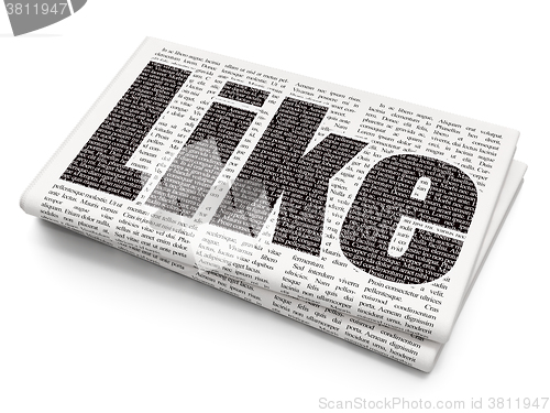 Image of Social media concept: Like on Newspaper background