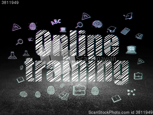 Image of Education concept: Online Training in grunge dark room