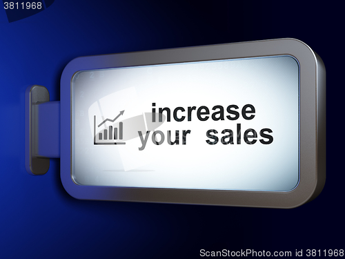 Image of Finance concept: Increase Your  Sales and Growth Graph on billboard background