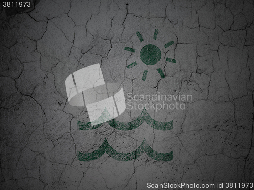 Image of Tourism concept: Beach on grunge wall background