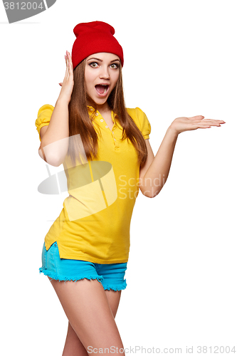 Image of Surprised teen funky girl 