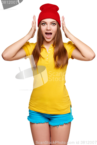 Image of Surprised teen funky girl 