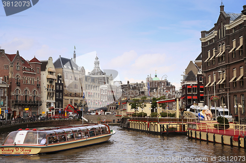 Image of AMSTERDAM, THE NETHERLANDS - AUGUST 19, 2015: View on Rokin from