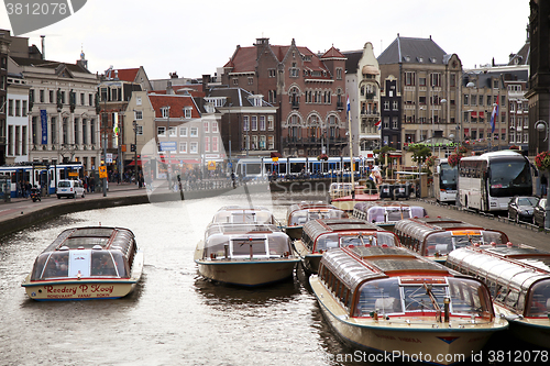 Image of AMSTERDAM, THE NETHERLANDS - AUGUST 18, 2015: View on Rokin from