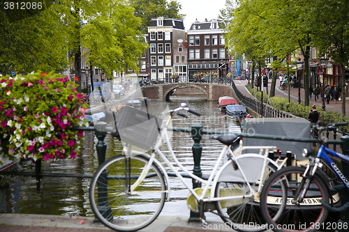 Image of AMSTERDAM, THE NETHERLANDS - AUGUST 18, 2015: View on Prinsengra