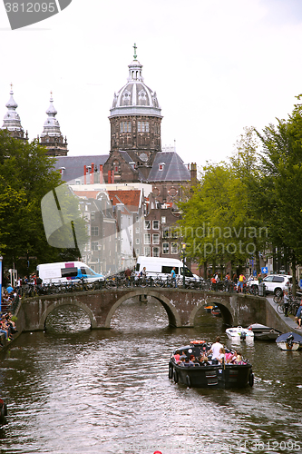 Image of AMSTERDAM, THE NETHERLANDS - AUGUST 19, 2015: View on Saint Nich