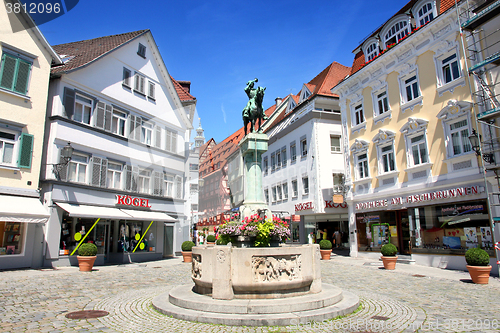 Image of ESSLINGEN AM NECKAR, GERMANY - 18 JULY: Postman Michel Fountain 