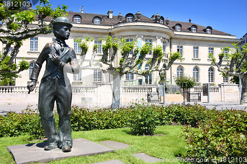 Image of VEVEY, SWITZERLAND - 24 MAY: Bronze statue of comedian actor Cha