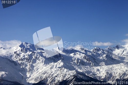 Image of Winter mountains at nice sunny day. Caucasus Mountains.