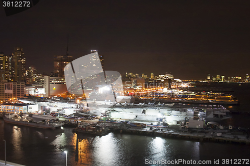 Image of Intrepid museum at night