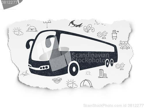 Image of Travel concept: Bus on Torn Paper background