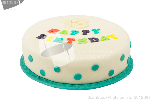 Image of birthday cake with text happy birthday