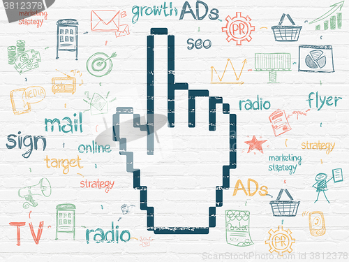 Image of Marketing concept: Mouse Cursor on wall background