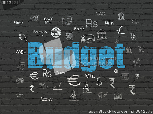 Image of Currency concept: Budget on wall background