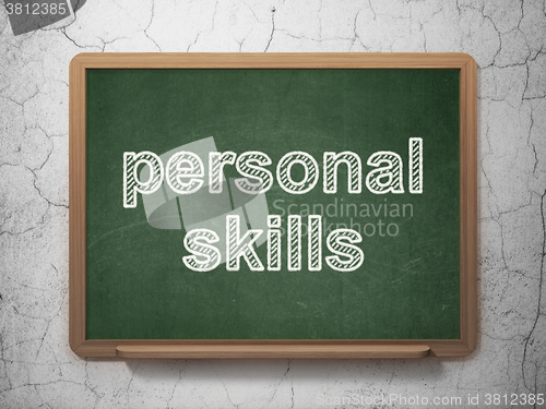 Image of Studying concept: Personal Skills on chalkboard background