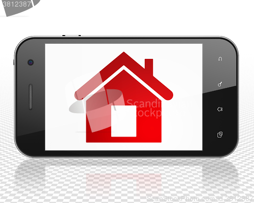 Image of Business concept: Smartphone with Home on display