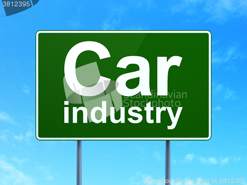 Image of Manufacuring concept: Car Industry on road sign background
